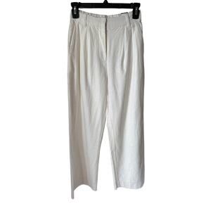 NWT Abercrombie & Fitch Women's White Linen Blend Pleated Wide Leg Pant Size XXS